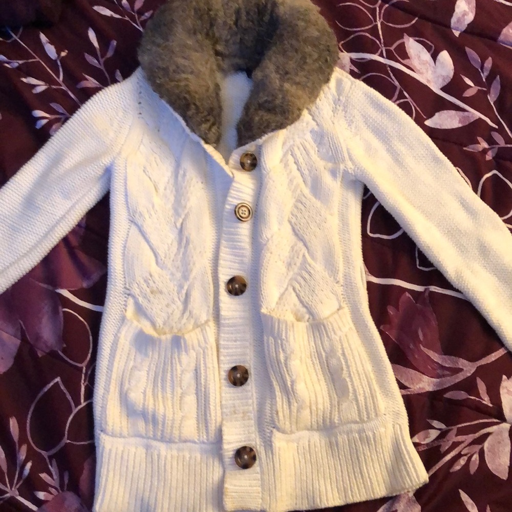 Fall-winter little girls button up sweater